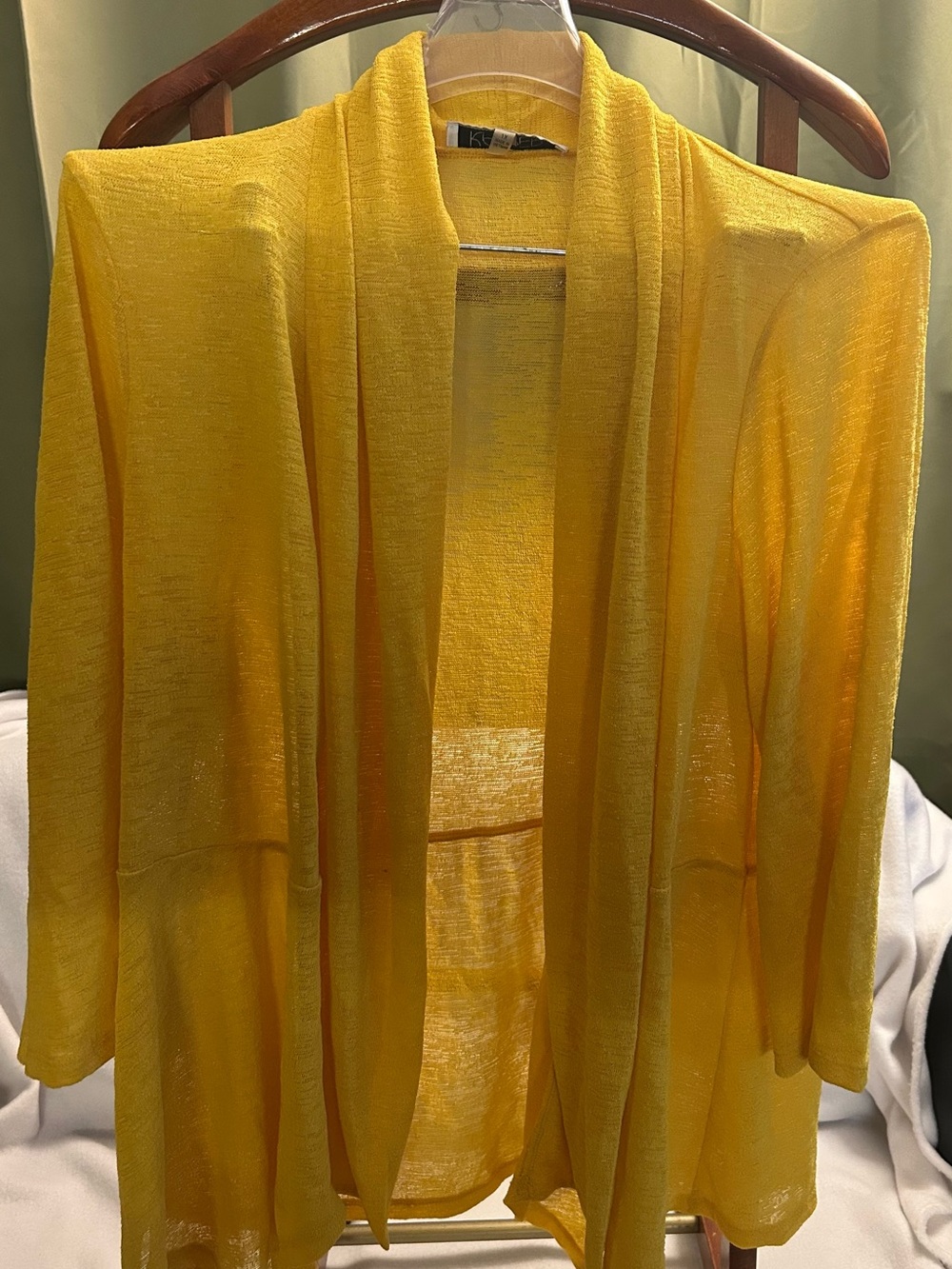 Kasper Vibrant Yellow Sheer Knit Cardigan